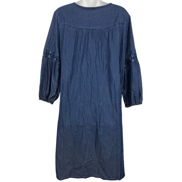 New Directions Cambray Embroidered Shift Style Knee Length Womens Blue Dress XL - Picture 14 of 16